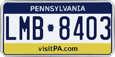 PA license plate LMB8403
