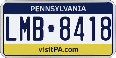 PA license plate LMB8418