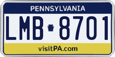 PA license plate LMB8701