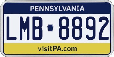PA license plate LMB8892