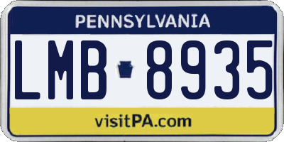 PA license plate LMB8935
