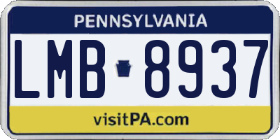 PA license plate LMB8937