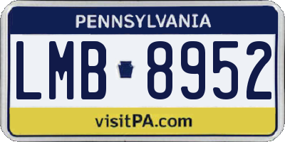 PA license plate LMB8952