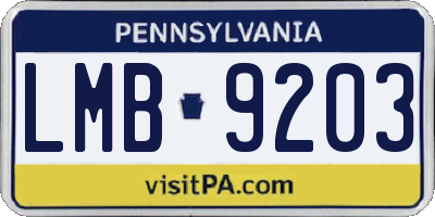 PA license plate LMB9203