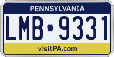 PA license plate LMB9331