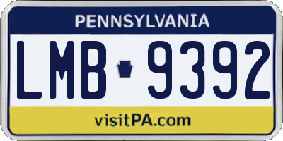 PA license plate LMB9392
