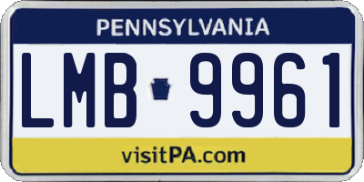 PA license plate LMB9961