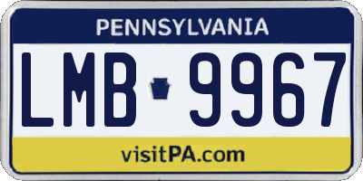 PA license plate LMB9967