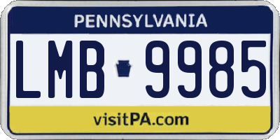 PA license plate LMB9985