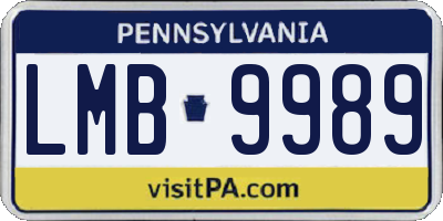 PA license plate LMB9989