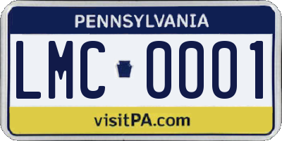 PA license plate LMC0001