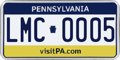 PA license plate LMC0005