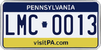 PA license plate LMC0013