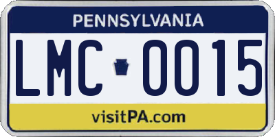 PA license plate LMC0015