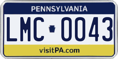 PA license plate LMC0043