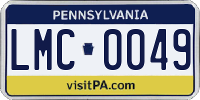 PA license plate LMC0049