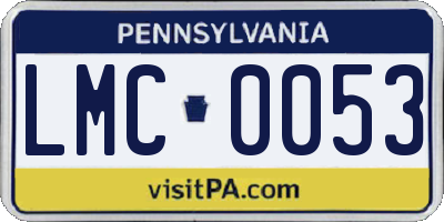 PA license plate LMC0053