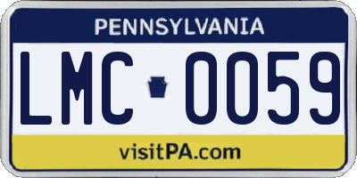 PA license plate LMC0059