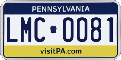 PA license plate LMC0081