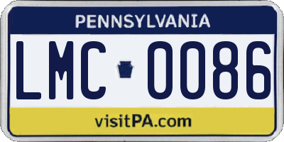 PA license plate LMC0086