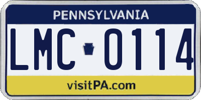 PA license plate LMC0114