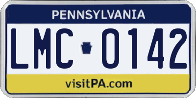 PA license plate LMC0142