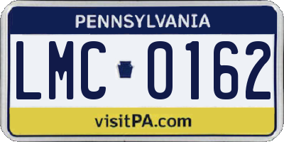 PA license plate LMC0162