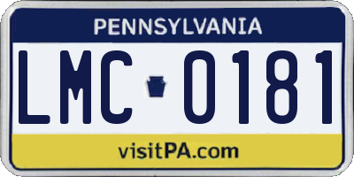 PA license plate LMC0181