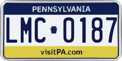 PA license plate LMC0187