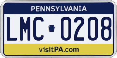 PA license plate LMC0208