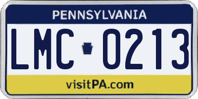 PA license plate LMC0213