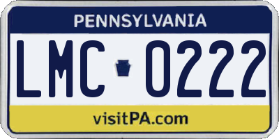 PA license plate LMC0222