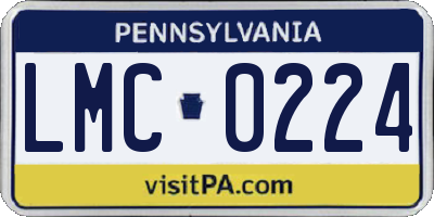 PA license plate LMC0224