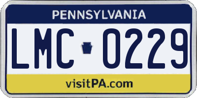 PA license plate LMC0229