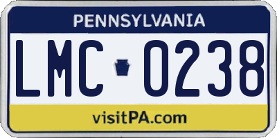 PA license plate LMC0238