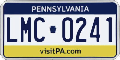 PA license plate LMC0241