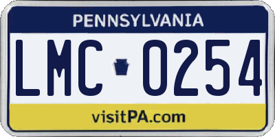 PA license plate LMC0254