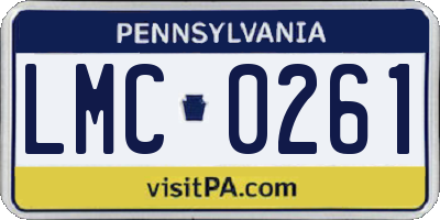 PA license plate LMC0261