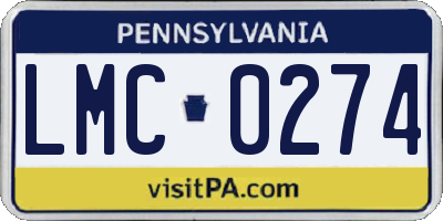 PA license plate LMC0274