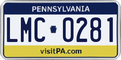 PA license plate LMC0281