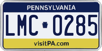 PA license plate LMC0285