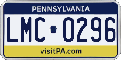 PA license plate LMC0296