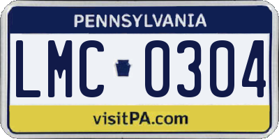 PA license plate LMC0304