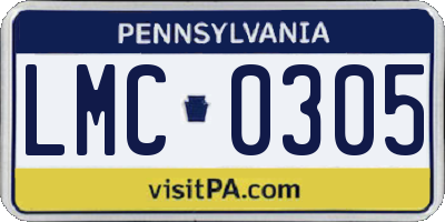 PA license plate LMC0305