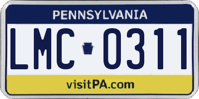 PA license plate LMC0311