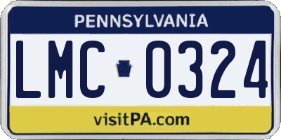 PA license plate LMC0324