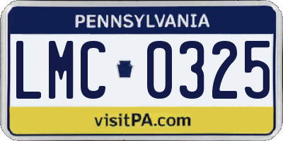 PA license plate LMC0325