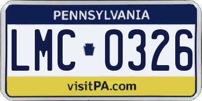 PA license plate LMC0326