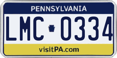 PA license plate LMC0334