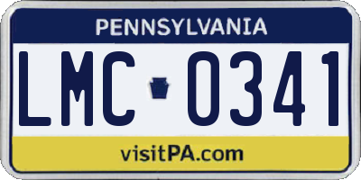 PA license plate LMC0341